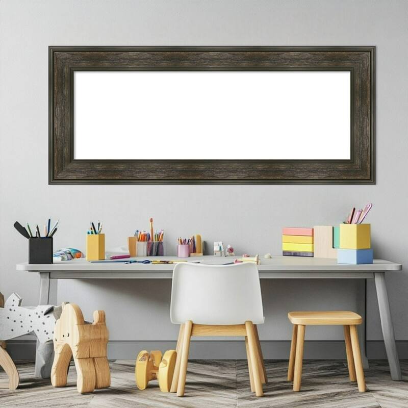 Amanti Art Rail Rustic Char Framed Dry Erase Magnetic Board