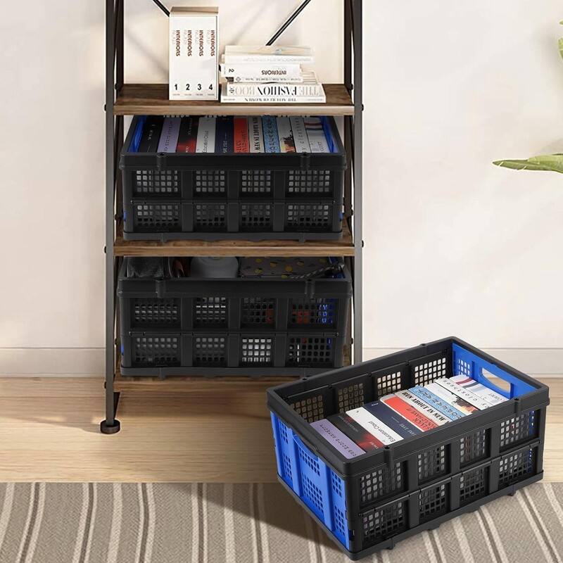 Foldable Storage Basket, Stackable Crate with Handle