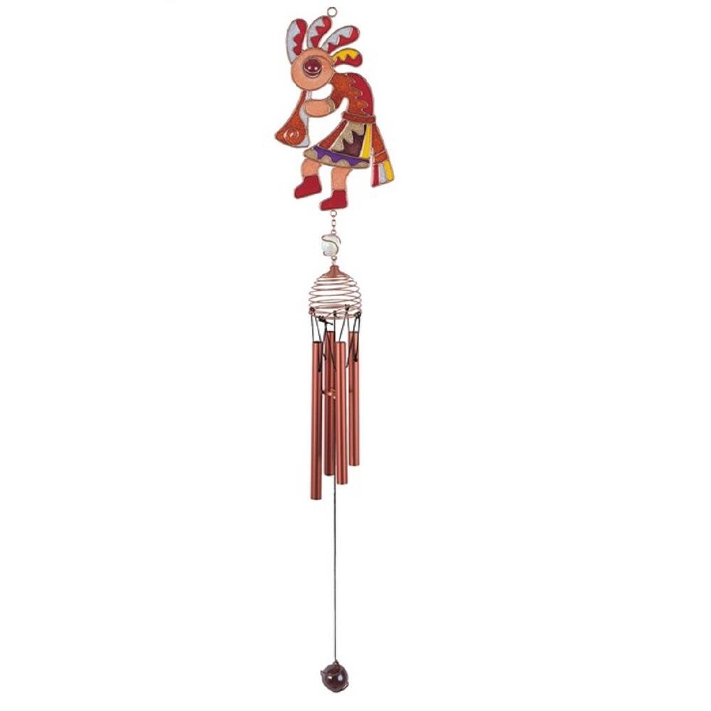 Q-Max 28" Long Kokopelli Copper and Gem Wind Chime Garden Patio Decoration