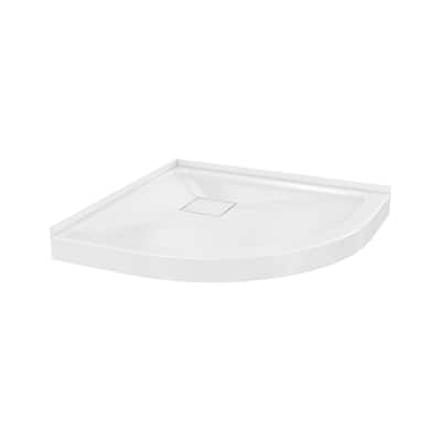 Marquette 32" X 32" Round Corner Double-Threshold Shower Pan Base With Center Drain In Glossy White - 32 x 32