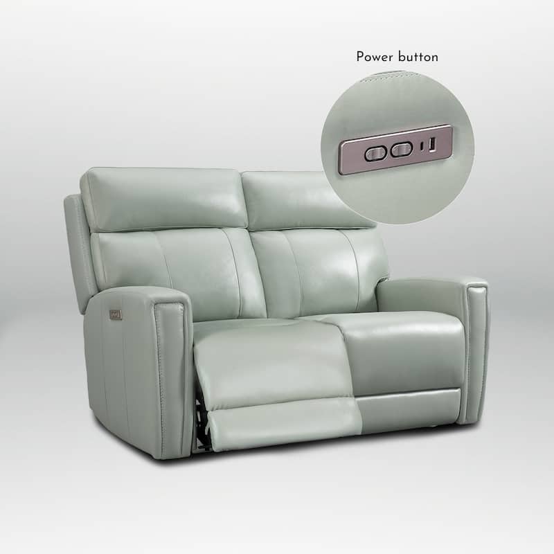 Genuine Leather Reclining Loveseat with Dual-Power Adjustable Headrest & Footrest, Zero Gravity, USB & USB-C Charging Ports