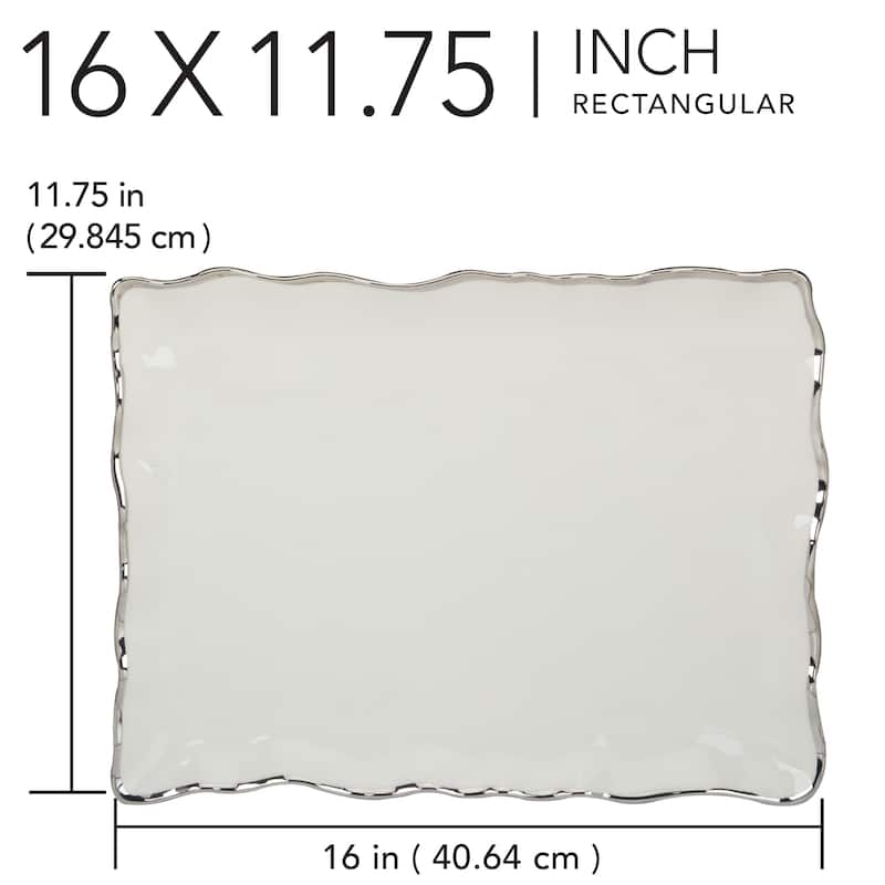 Certified International Regency Silver Rectangular Platter 16" x 11.75" - 16" x 11.75" x 1.25"