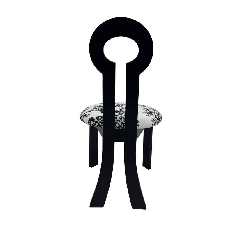 Dining Chairs Set of 2, Solid Wood Dining Chairs with Key-Back Design & Round Cushions for Kitchen, Dining Room