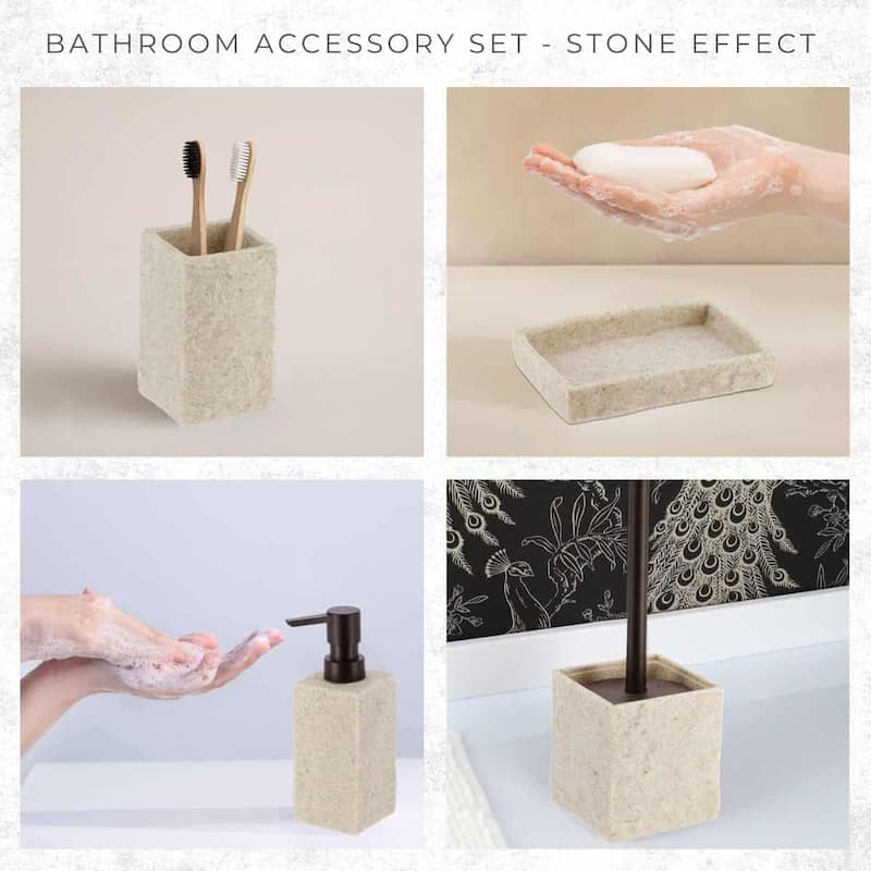 Collection Stone Effect Bath Accessory Set-4 pieces