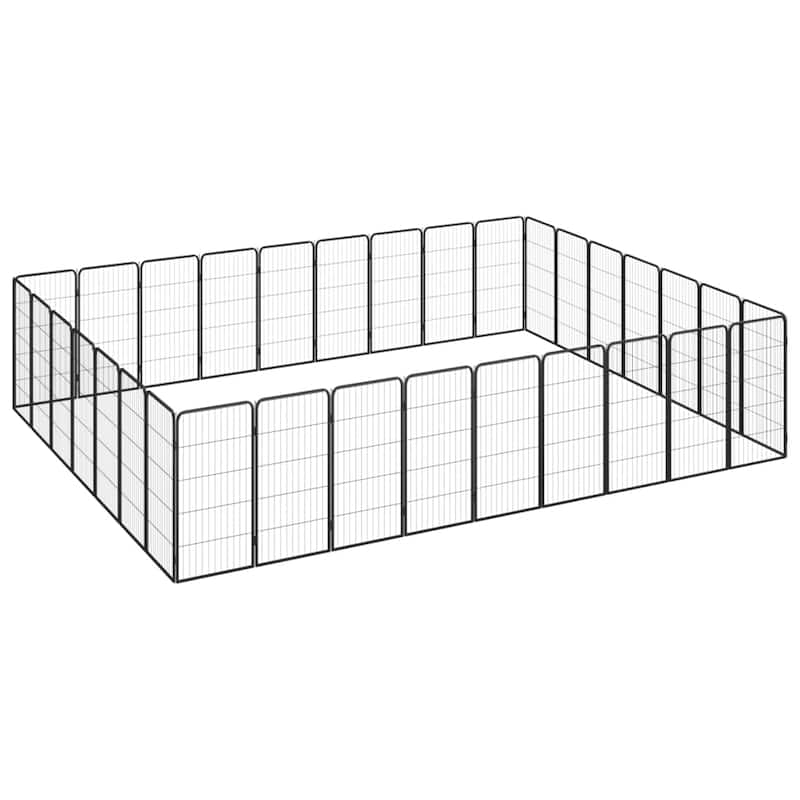 vidaXL Dog Playpen Kennel Dog Cage Puppy Pet Exercise Wire Fence Steel Black - 177.2" x 137.8" x 39.4"
