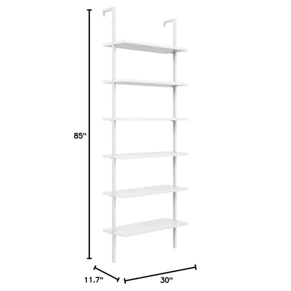 Narrow Wall-Mount Bookshelf - Space-Saving Shelf Organizer Behind Door, 80x10x87cm, Wooden With Hooks