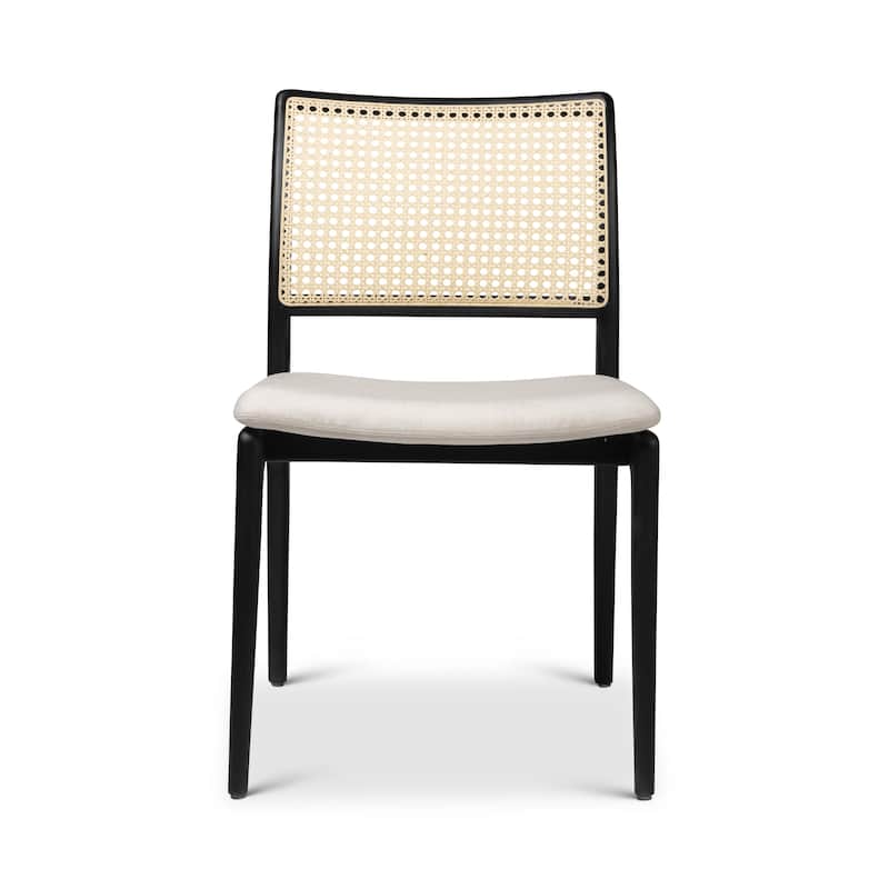 Modern Brazilian - Charlotte - Cane Side Chair - Medley Ivory Seat - Ebano Frame - Natural Cane Webbing