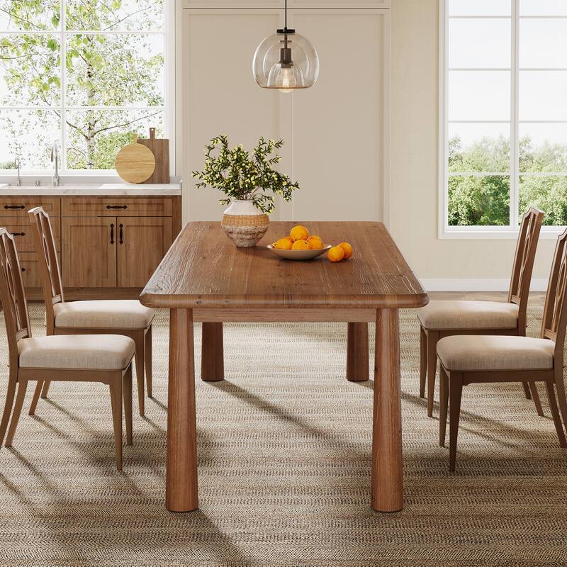 63'' Solid Wood Dining Table, Kitchen Table Dining Room Furniture