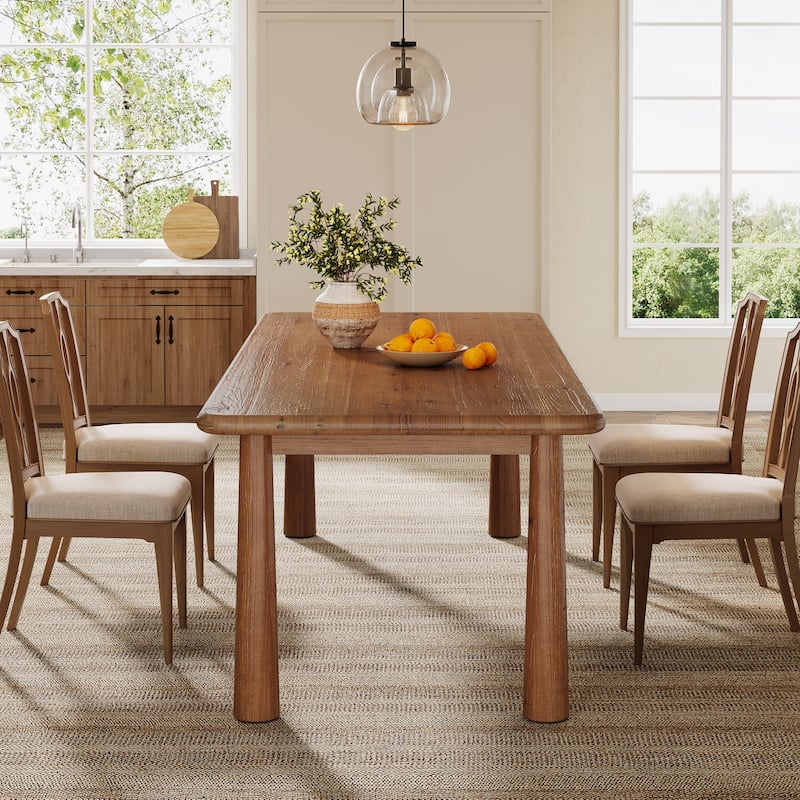 Solid Wood Dining Table, 63'' Kitchen Table Dining Room Furniture