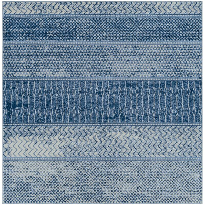 Artistic Weavers Lovato Bohemian Block Print Area Rug - 6'7" Square - Navy