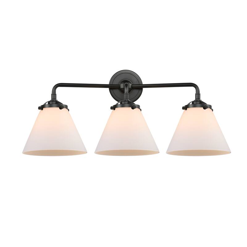 Innovations Lighting Large Cone 3 Light 26" Wide Bathroom Vanity Light - Oil Rubbed Bronze / Matte White Cased