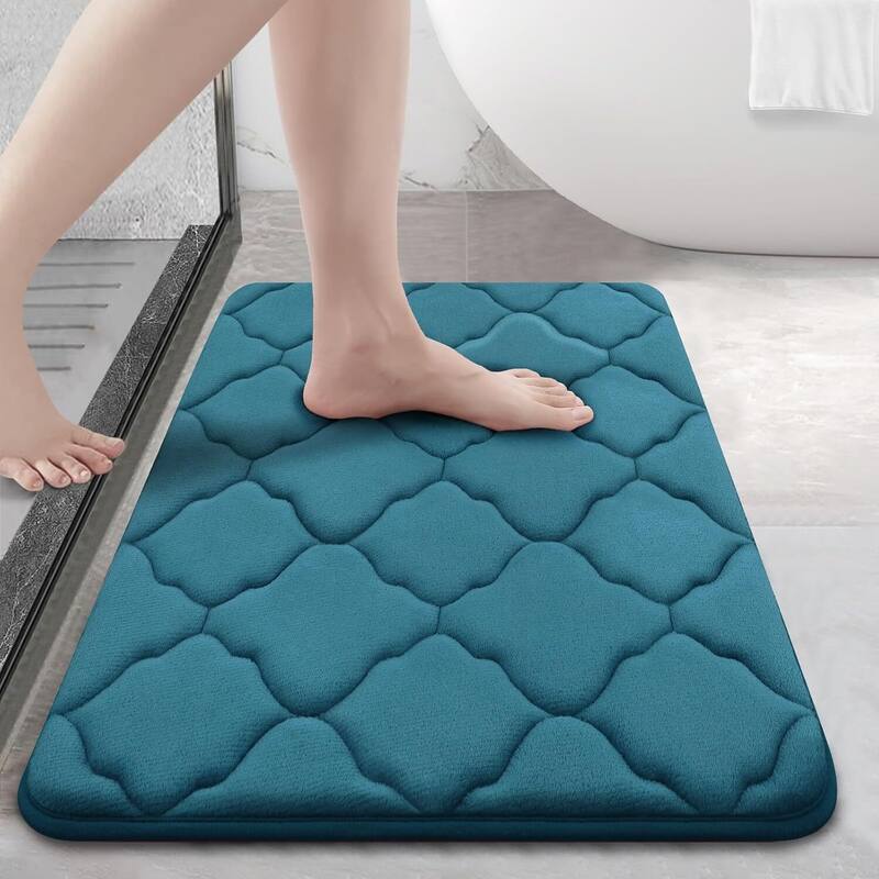 Memory Foam Bath Mat Rug 24x16 - Peacock Blue