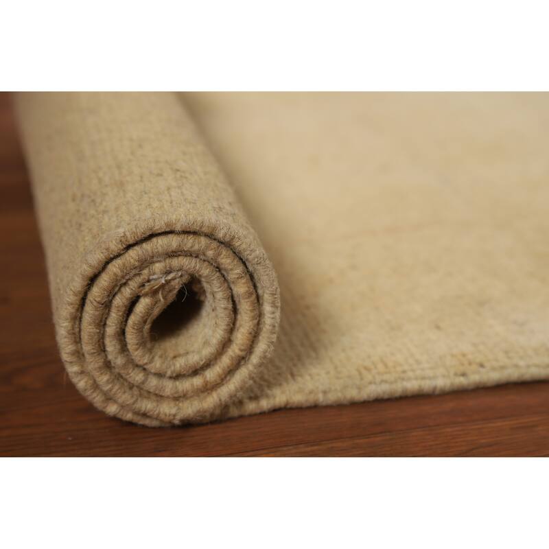 Muted Gold Gabbeh Modern Foyer Rug Hand-Knotted Wool Carpet - 3'0"x 4'0"