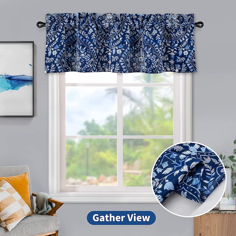 DriftAway Fleur Floral Damask Medallion Window Curtain Valance - 52" width x 14" length