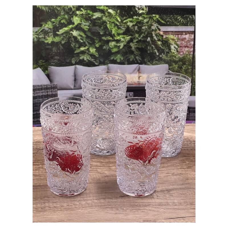 Paisley Acrylic Glasses Drinking Set of 4