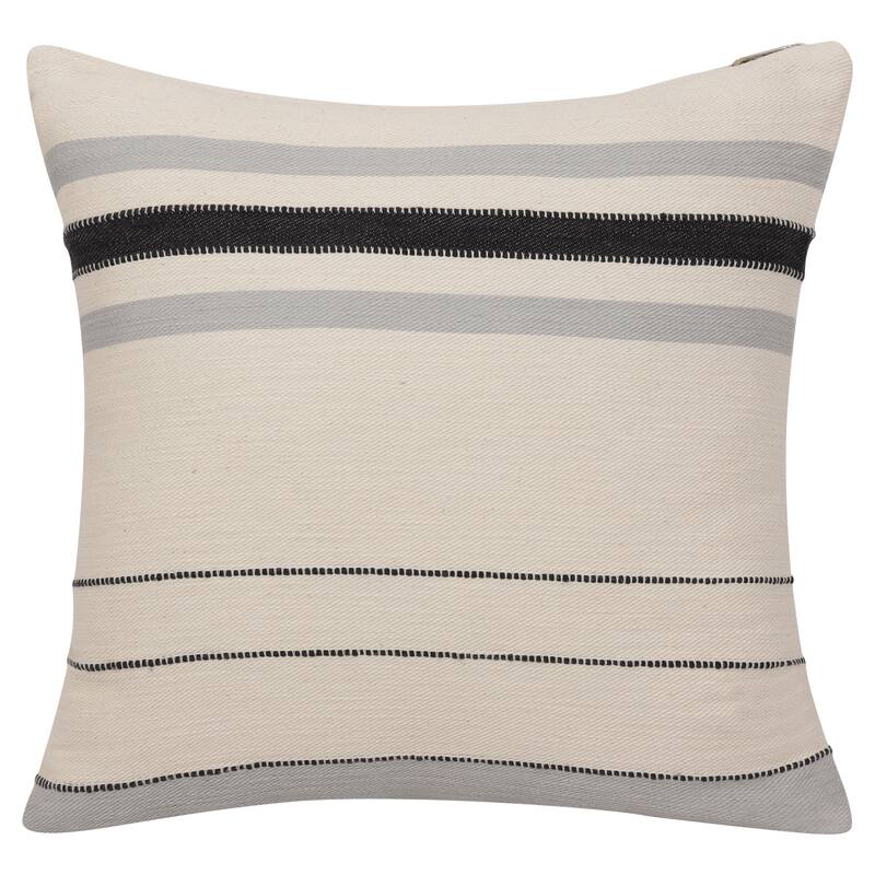 Sevita Ivory/Gray Striped Cotton Throw Pillow