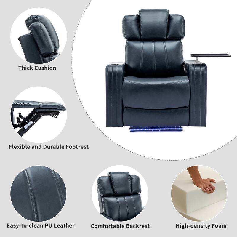 Power Recliner Chair with Cooling Cup Holder, Bluetooth Speaker, LED Lights, USB Ports, Tray Table and Hidden Storage