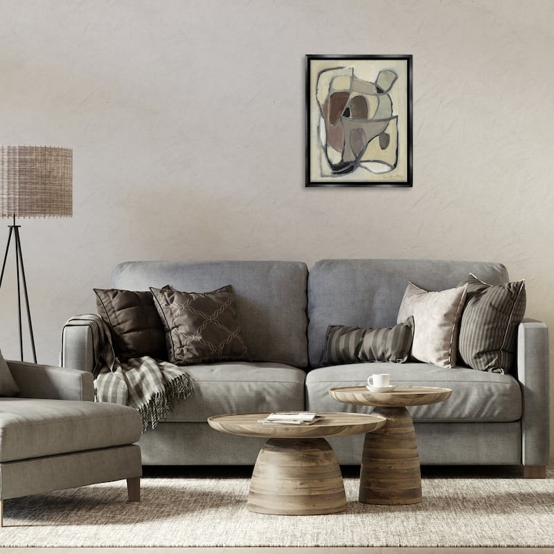 Stupell Rustic Curved Shapes Abstract Framed Floater Canvas Wall Art Design By Lanie Loreth