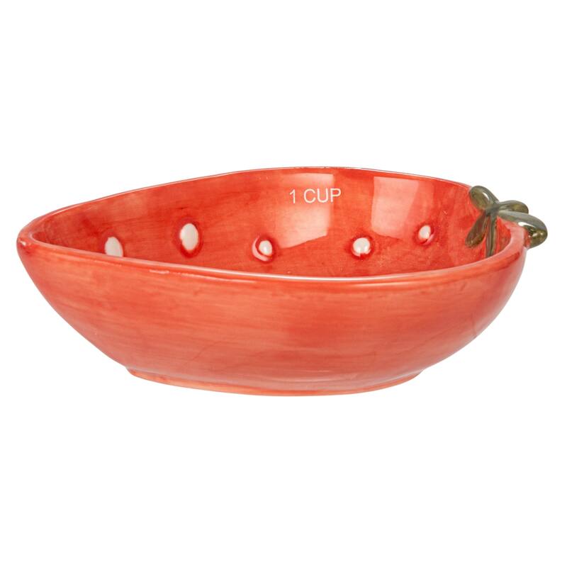 Hand-Painted Strawberry Stoneware Measuring Cups, Set of 4 - 5.9"L x 4.5"W x 1.8"H