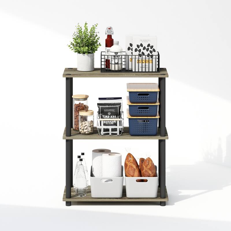 23.6 in. Tall Black Wood 3-Shelf Bookcase