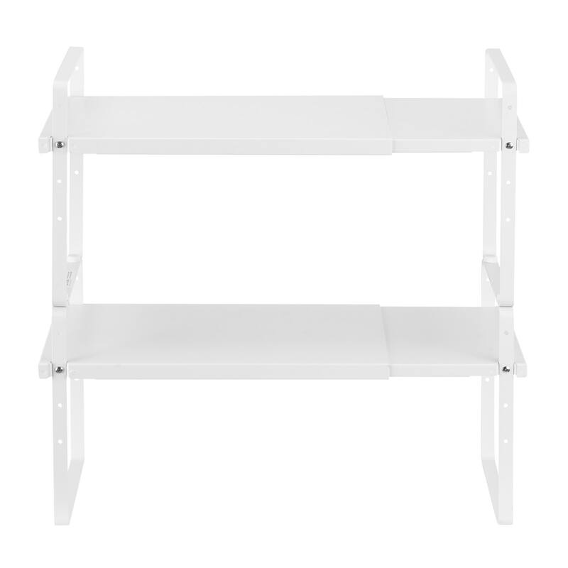 Adjustable Expandable 2-Tier Stackable Cabinet Organizer Shelf with Height Control - 25.6x8.7x19.7 inch