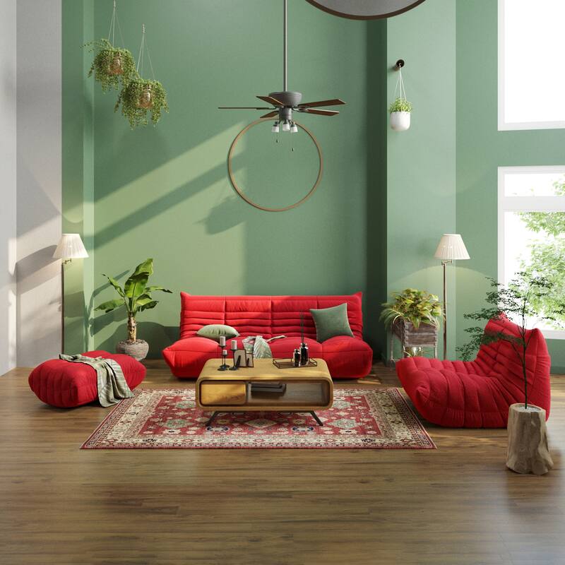 Teddy Fabric Lazy Sofa Floor Couch Bean Bag Chair for Living Room