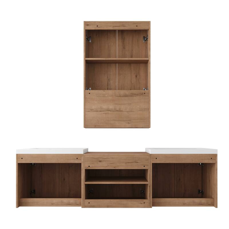 BNK 24''/36''/72'' Bathroom Vanity With Sink, Floating Bathroom Vanity with Soft Close Doors and Shelf