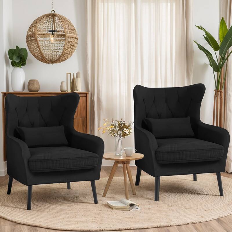 Velvet Accent Chair Upholstered Comfy Thick Cushion For Living Room