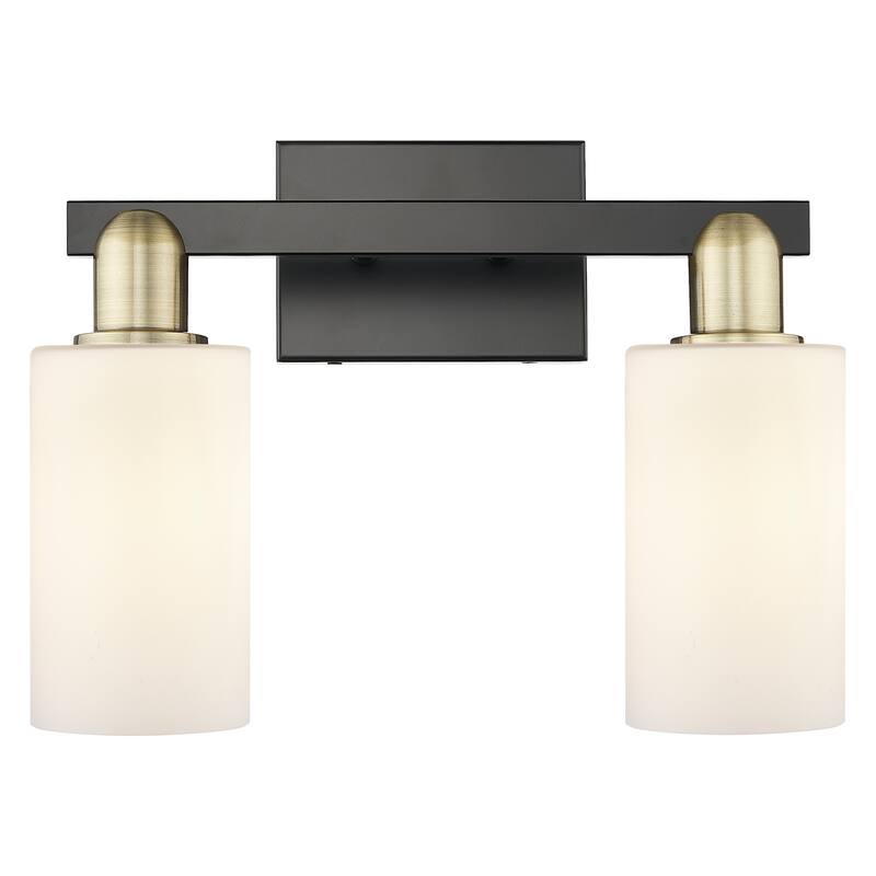 Innovations Lighting 716-2W-11-15 Clymer Vanity Clymer 2 Light 15" - Black Antique Brass / Matte White