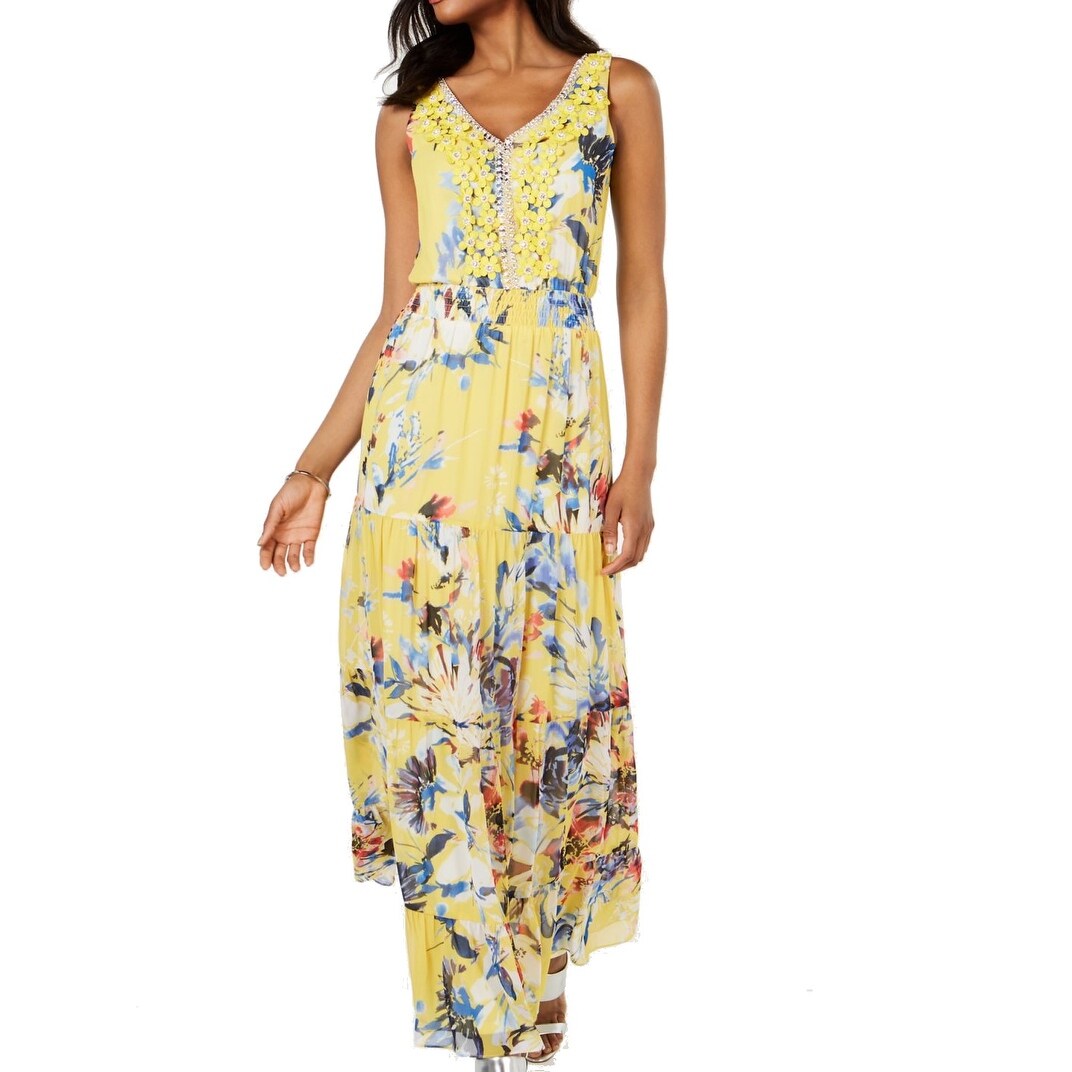 Shop Msk Women S Dress Sunshine Yellow Size 8 Maxi Floral