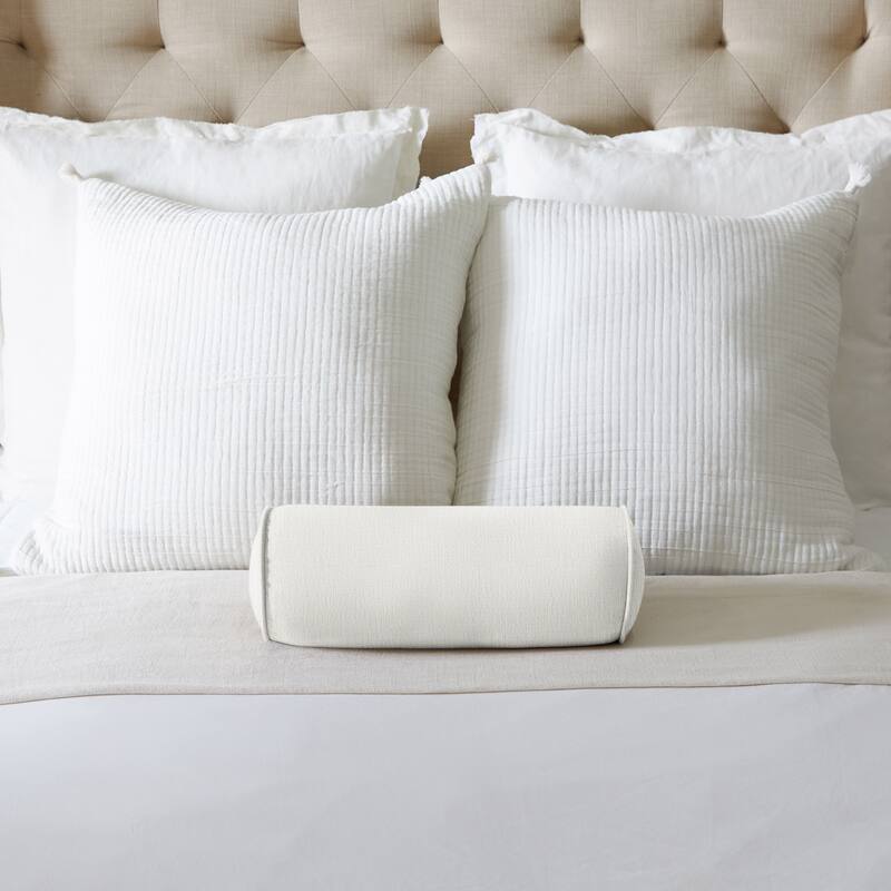 Sorra Home Corded Linen Texture Bolster Pillow - 6 in H x 16 in W x 6 - Ivory