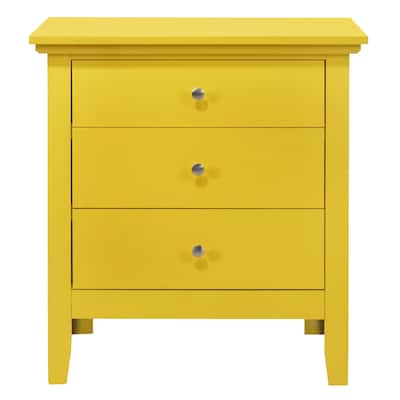 3-Drawer Wood Nightstand - 26" - Yellow