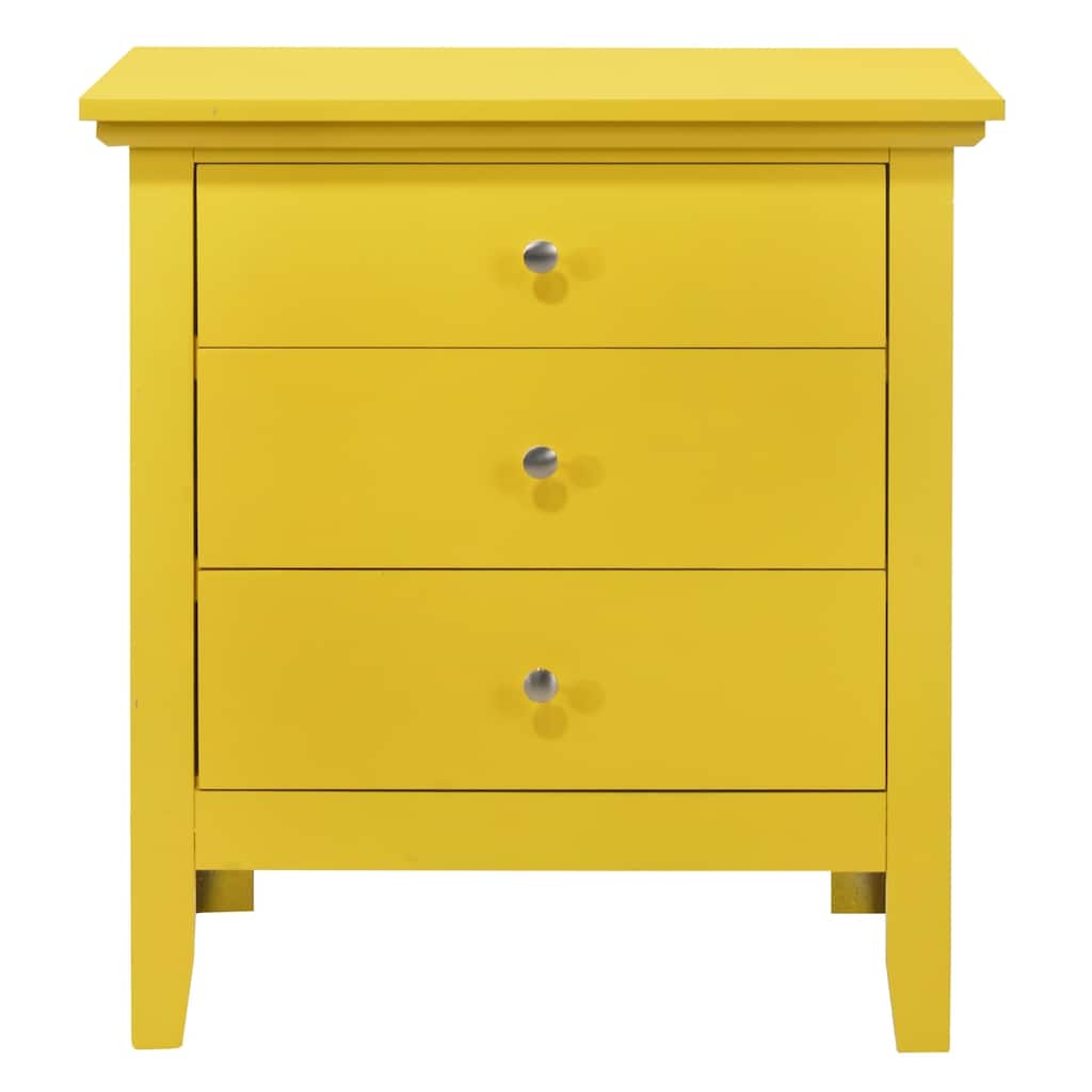 3-Drawer Wood Nightstand - 26" - Yellow