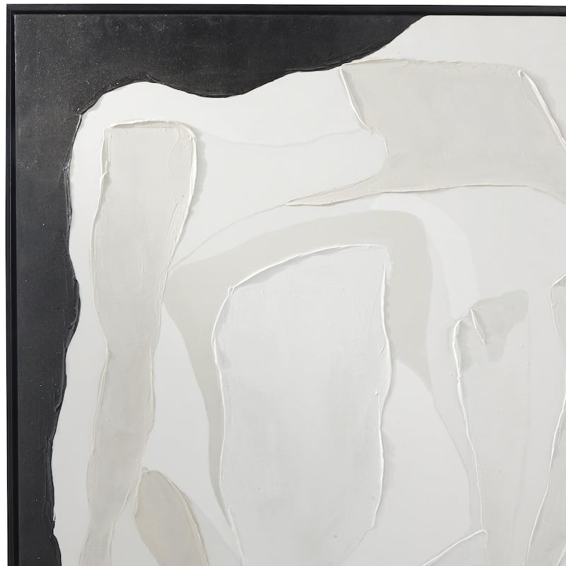 Canvas Abstract Framed Wall Art with Black Frame - Set of 2 White - Roche River Decor