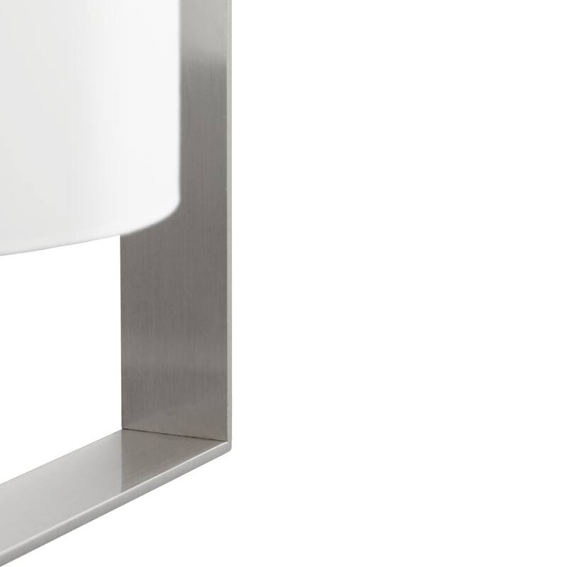 Vertex Collection One-Light Brushed Nickel Etched White Contemporary Foyer Light - 12 in x 12 in x 22.5 in