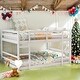 preview thumbnail 2 of 7, White Kids Bed Bunk Bed with Ladder ,Full Over Full