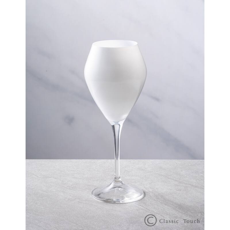 Set Of 6White Wine Glasses With Clear Stem - 9"H