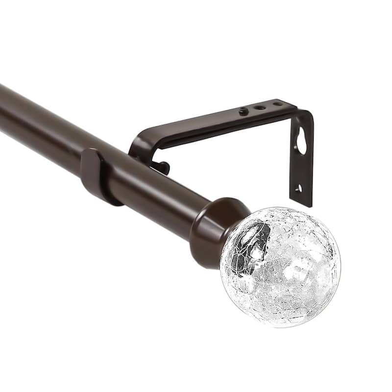 1-inch Diameter Crackle Glass Adjustable Single Drapery Curtain Rod - 48"-84" - Bronze