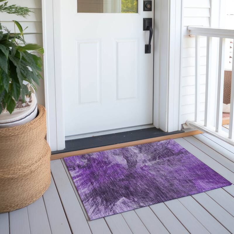 Machine Washable Indoor/ Outdoor Chantille Contemporary Splash Rug
