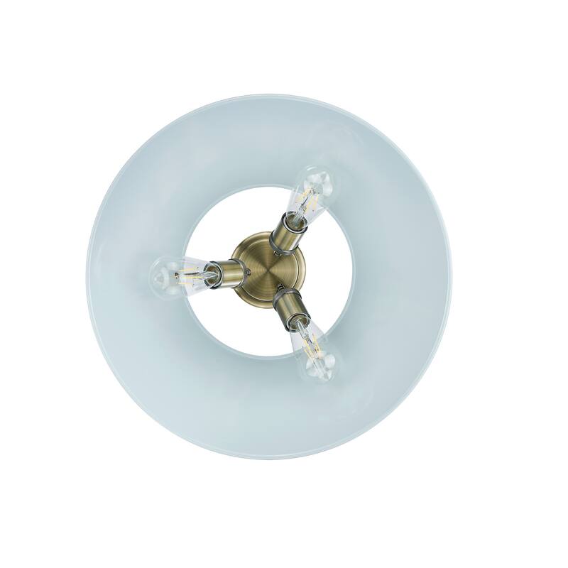 Yep by Golden Lighting Orwell 3-light Flush Mount in Aged Brass and Dusky Blue shade - Gold