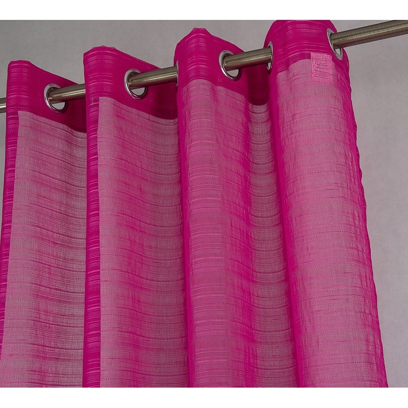 Erica Striped Doily Single Grommet Curtain Panel - (1x) 54 x 90 in. - (1x) 54 x 90 in.