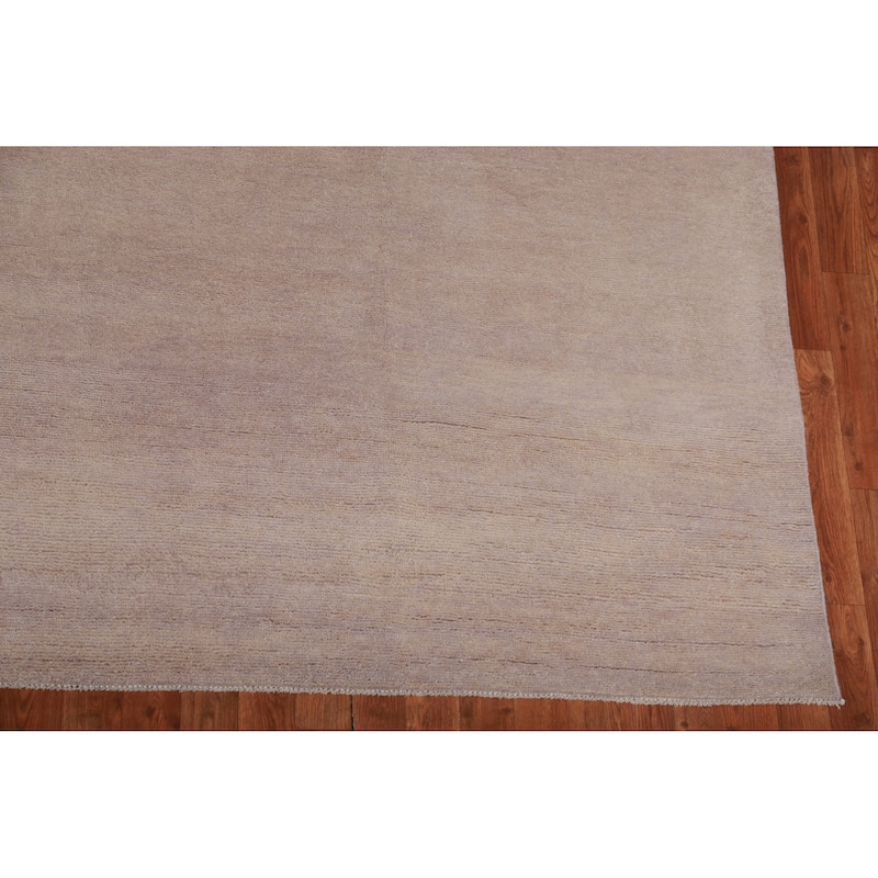 Hand Knotted Oriental 100% Wool Carpet Modern Solid Pink Gabbeh Area Rug - 13' 0'' X 10' 0''
