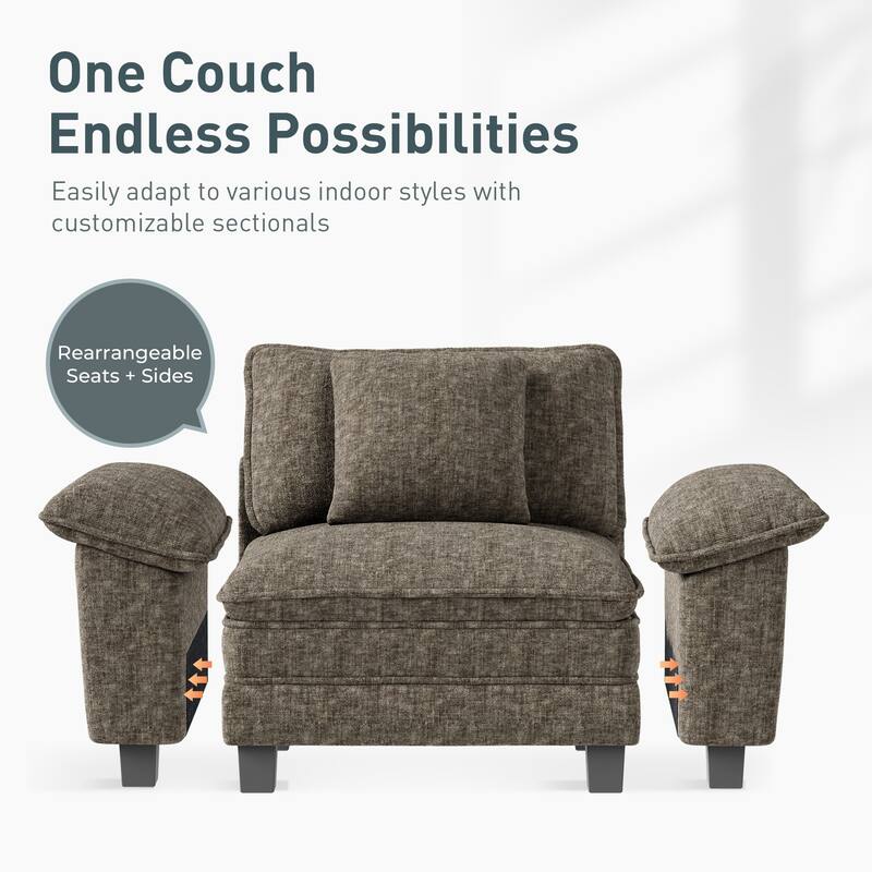 MAISON ARTS 2-Piece Living Room Sofa Set, Comfy 3/4/5-Seater Modular Loveseat & Armchair with Throw Pillows