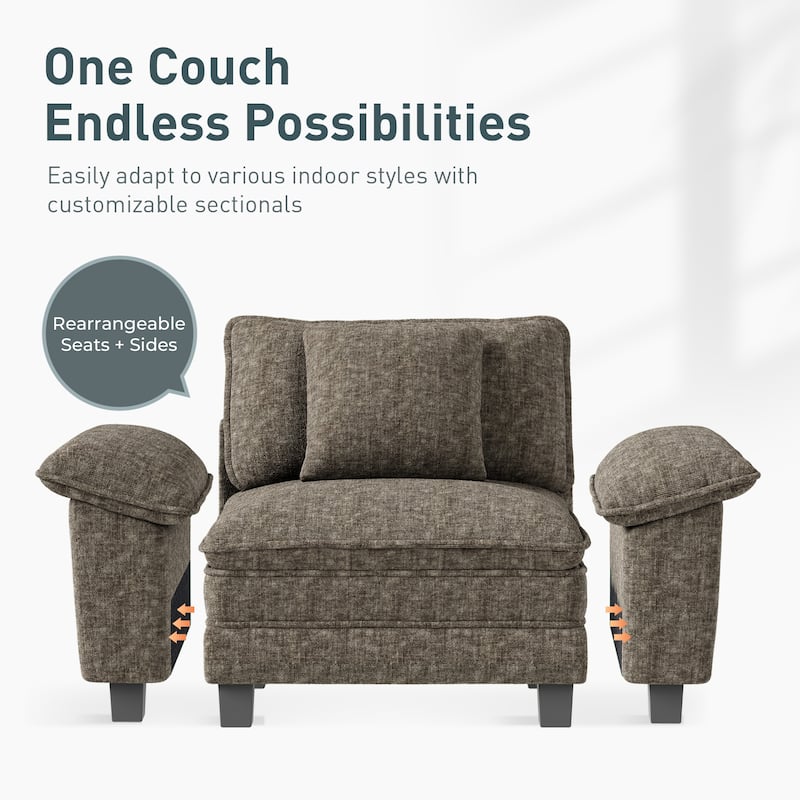 MAISON ARTS Cloud Modular Sofa, Deep Seat Chenille or Corduroy Couch with Removable Arms, 1–4 Seater