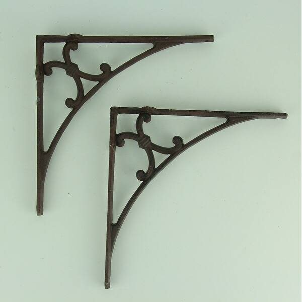 Shop Antique Brown Cast Iron Scroll Decorative Shelf Bracket Set