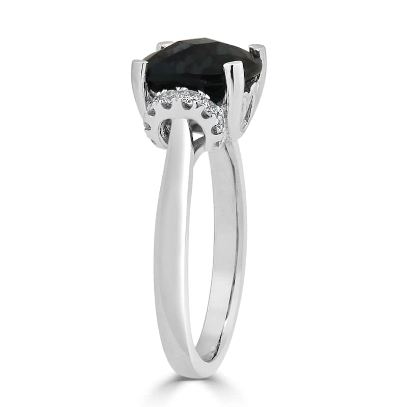 Auriya Unique 3 3/8ct Cushion-cut London Blue Topaz and Diamond Engagement Ring 1/5cttw 14k Gold