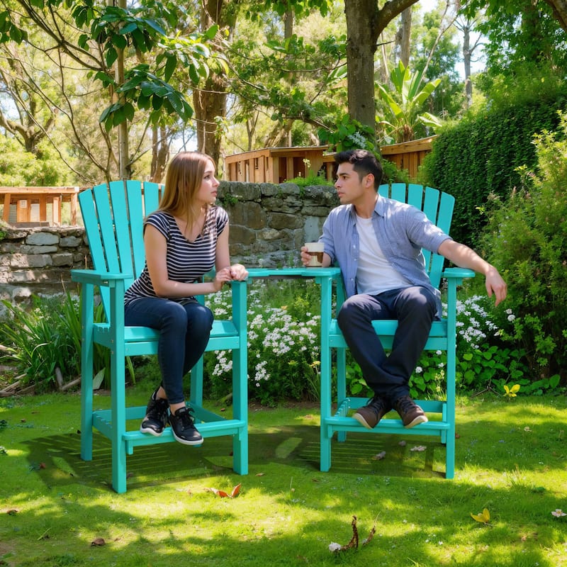 Modern Outdoor Bar Stools Set of 2 or 4 - with Ergonomic Adirondack Design, Durable HDPE Construction & Weather-Resistant