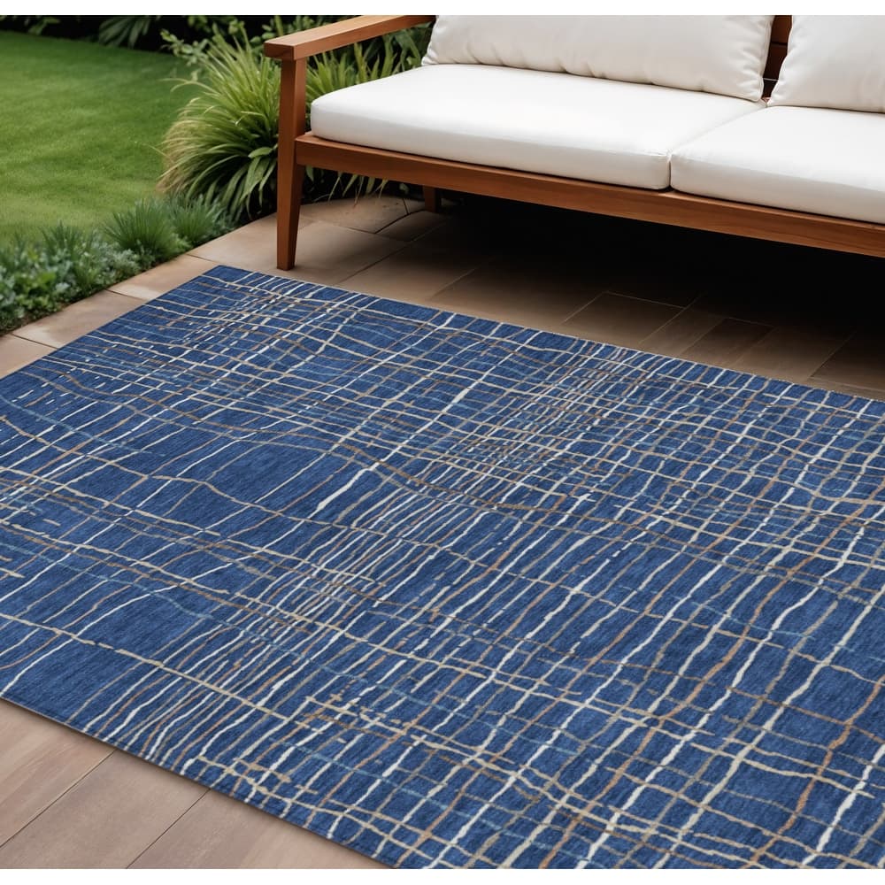 HomeRoots Striped Transitional Rectangle Outdoor Rug