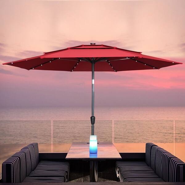 11Ft Outdoor Market Patio Umbrella with Solar LED Lights - Bed Bath &  Beyond - 34156669