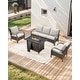 preview thumbnail 97 of 174, Pocassy Outdoor Patio Furniture Set 4PCS Sofa Fire Table with Patio Chairs - Brown Rattan - Beige Cushion